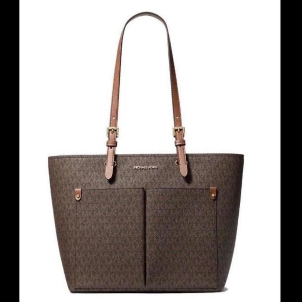 Michael Kors Womens Jet Set Travel Medium Double Pocket Tote Hand Bag